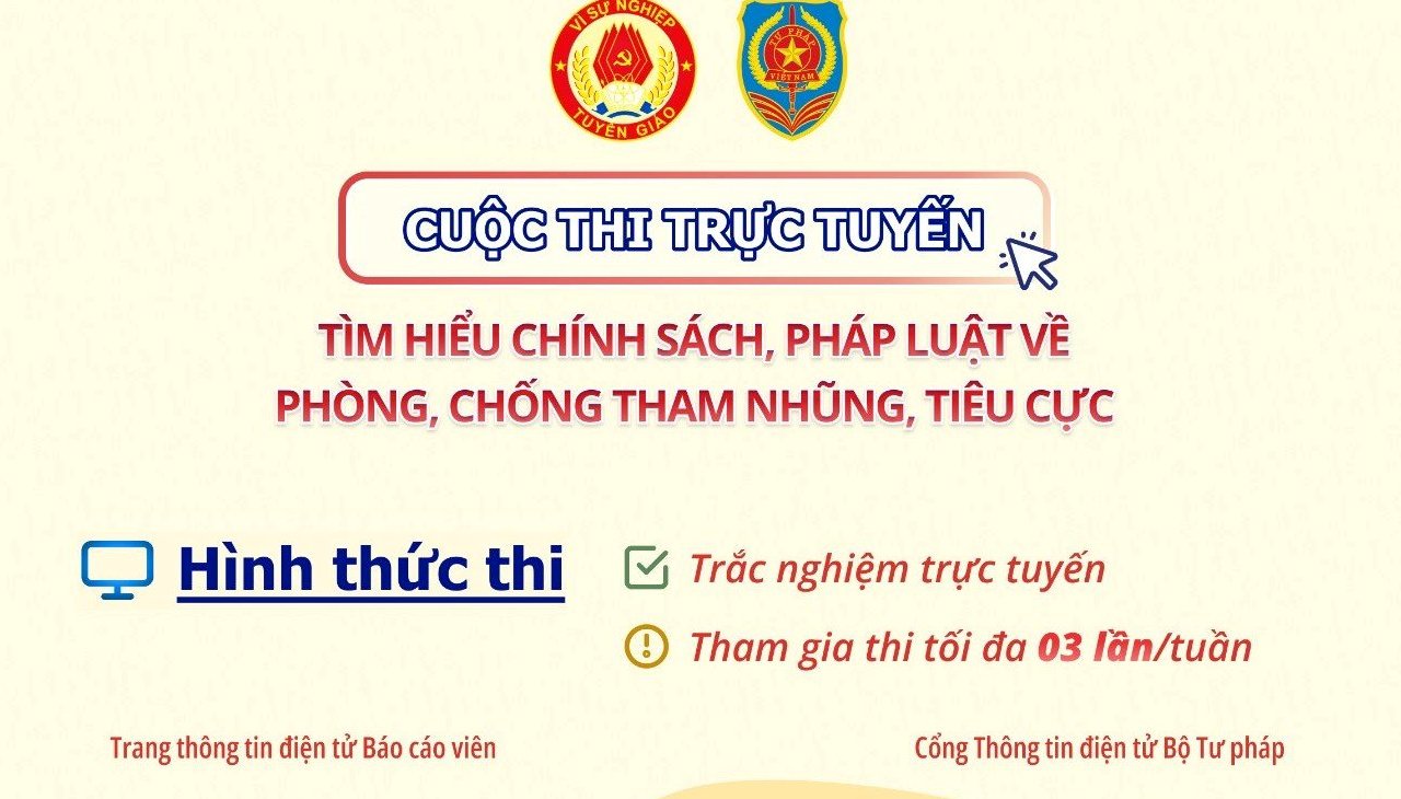 Cuộc thi trắc nghiệm trực tuyến tìm hiểu chính sách, pháp luật về phòng, chống tham nhũng, tiêu cực